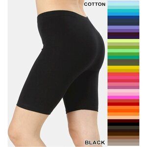 Zenana Black Biker Shorts Stretchy Cotton Blend Comfortable Everyday Wear